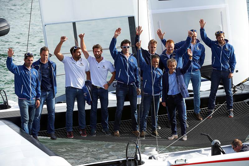 Groupama Team France lifts the veil on its Test AC Class yacht photo copyright Eloi Stichelbaut taken at  and featuring the AC45 class