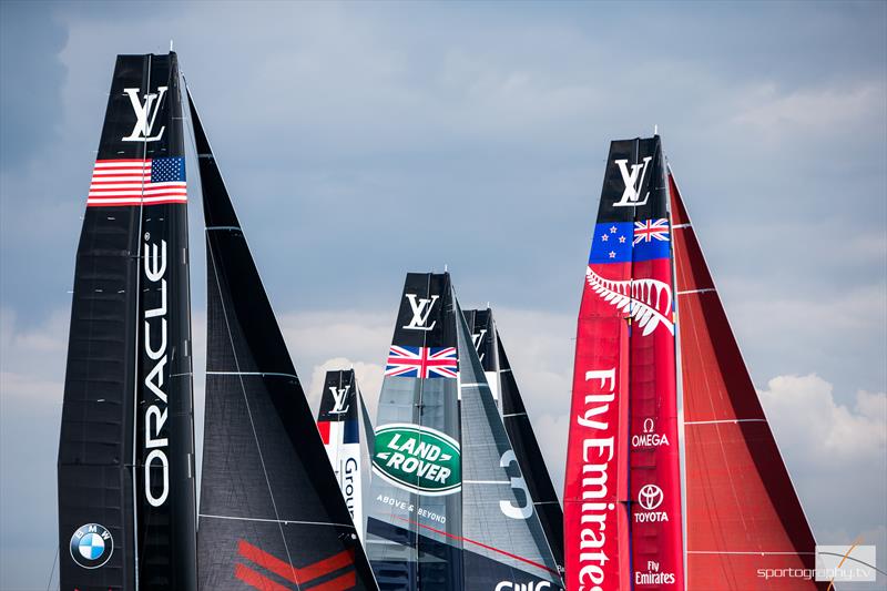 Louis Vuitton America's Cup World Series Portsmouth 2016 practice day photo copyright Alex Irwin / www.sportography.tv taken at  and featuring the AC45 class