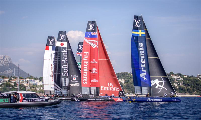 Louis Vuitton America's Cup World Series Toulon Racing Day 1 photo copyright Hamish Hooper / ETNZ taken at  and featuring the AC45 class