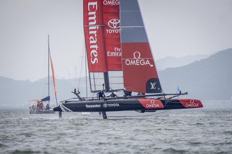 Emirates Team New Zealand on Louis Vuitton America's Cup World Series Fukuoka day 1 - photo © Hamish Hooper / ETNZ