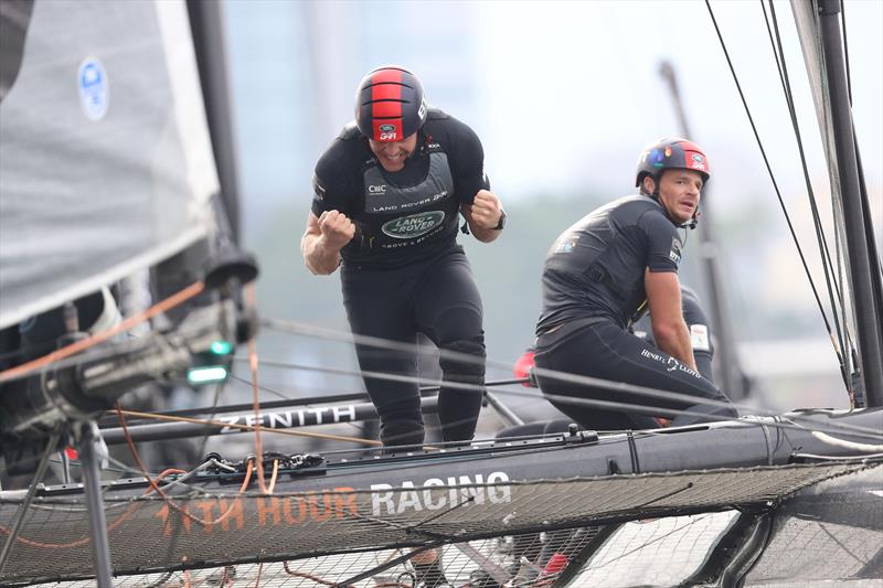 David Carr celebrates Land Rover BAR win Louis Vuitton America's Cup World Series - photo © Lloyd Images