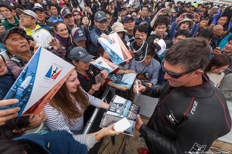 Huge support for SoftBank Team Japan at Louis Vuitton America's Cup World Series Fukuoka photo copyright Matt Knighton / SoftBank Team Japan taken at  and featuring the AC45 class