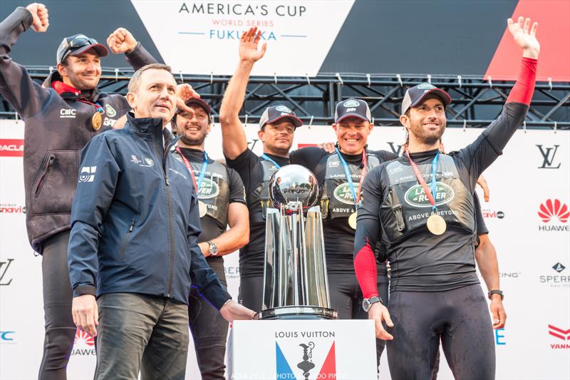 Sir Ben Ainslie's Land Rover BAR win the Louis Vuitton America's Cup World Series photo copyright Ricardo Pinto / ACEA 2016 taken at  and featuring the AC45 class