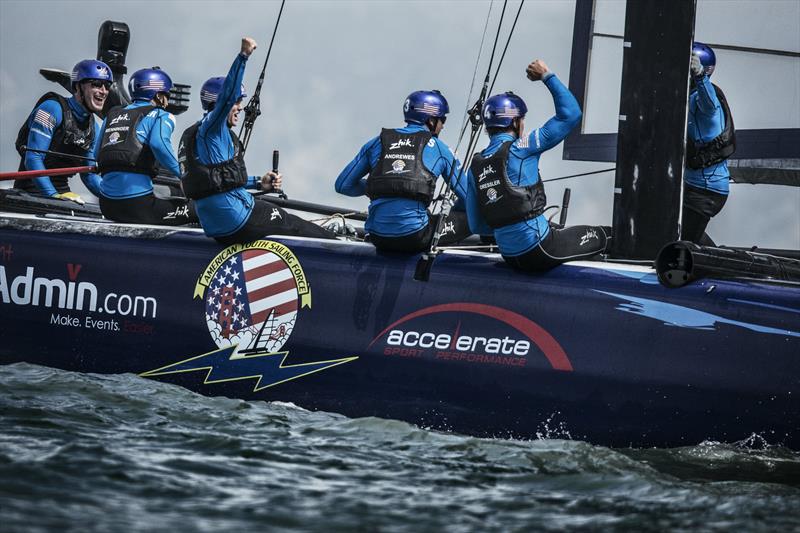 Red Bull Youth America's Cup day 1 photo copyright Balazs Gardi / Red Bull Sailing Newsroom taken at  and featuring the AC45 class