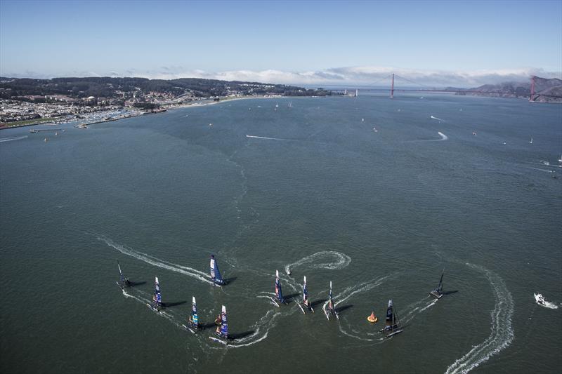 The fifth race on day 3 of the Red Bull Youth America's Cup photo copyright Balazs Gardi / Red Bull Sailing Newsroom taken at  and featuring the AC45 class