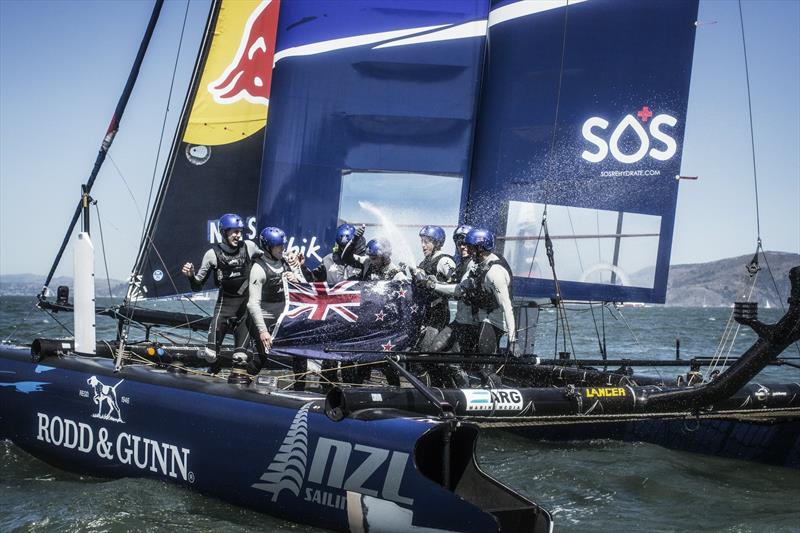 NZL Sailing Team with ETNZ win the Red Bull Youth America's Cup photo copyright Balazs Gardi / Red Bull Sailing Newsroom taken at  and featuring the AC45 class