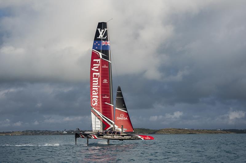 Emirates Team New Zealand launch and first sail in Bermuda photo copyright Hamish Hooper / Emirates Team New Zealand taken at  and featuring the AC50 class