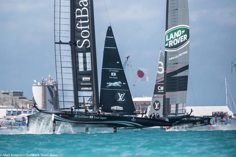 SoftBank Team Japan beat Land Rover BAR on the opening day of the 35th America's Cup - photo © Matt Knighton / SoftBank Team Japan