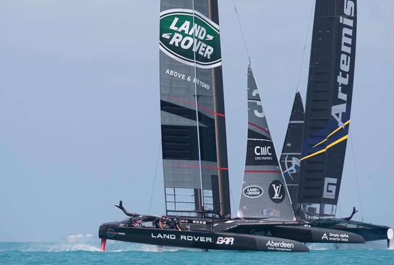 Land Rover BAR beat Artemis Racing on the first day of Round Robin 2 in the 35th America's Cup photo copyright Lloyd Images taken at  and featuring the AC50 class