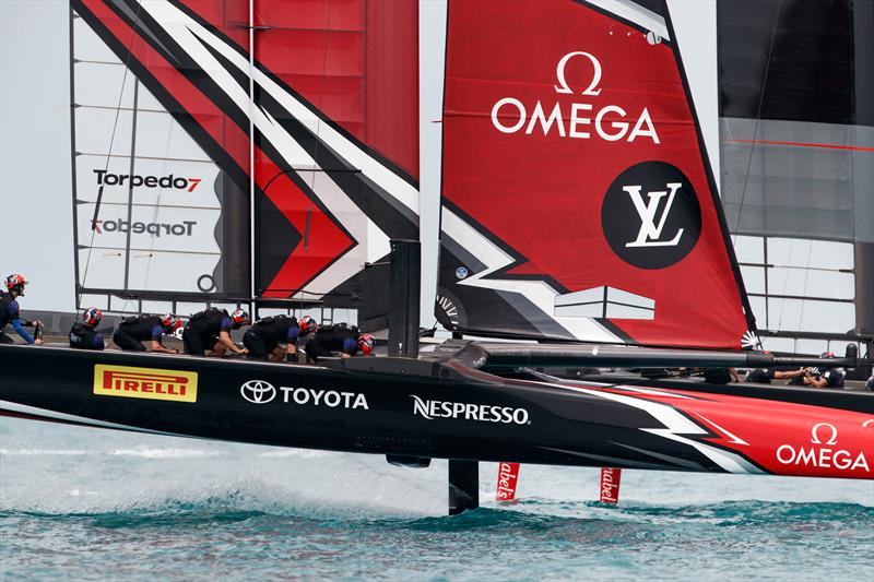 Emirates Team New Zealand beat Land Rover BAR on day 6 of the 35th America's Cup - photo © Richard Hodder / ETNZ