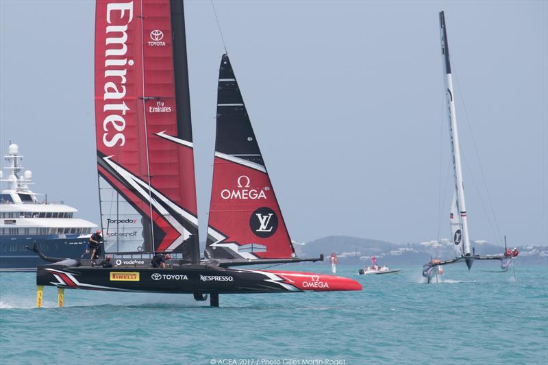Emirates Team New Zealand beat Groupama Team France on day 7 at the 35th America's Cup - photo © ACEA 2017 / Gilles Martin-Raget