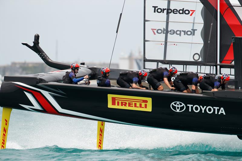 Emirates Team New Zealand beat SoftBank Team Japan on day 7 at the 35th America's Cup photo copyright Richard Hodder taken at  and featuring the AC50 class