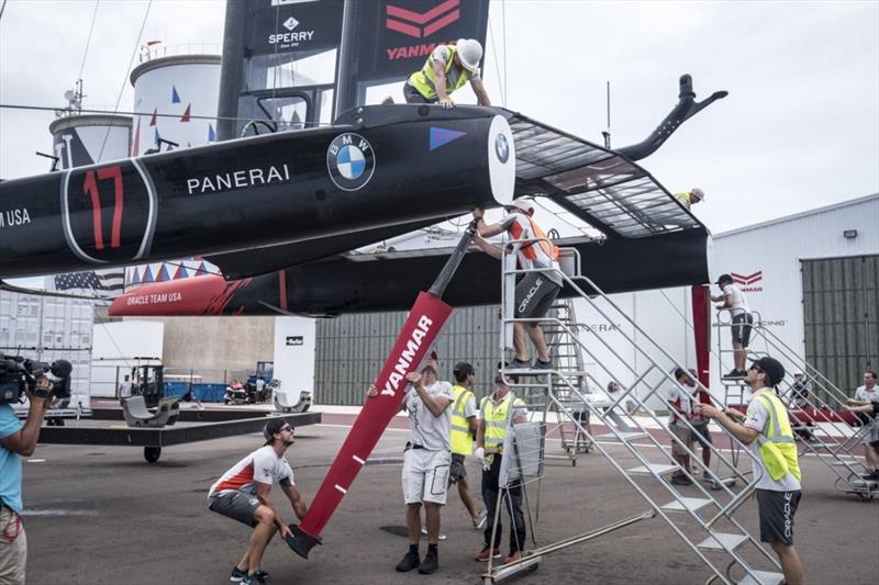Rudder change for ORACLE TEAM USA on day 7 at the 35th America's Cup - photo © ORACLE TEAM USA