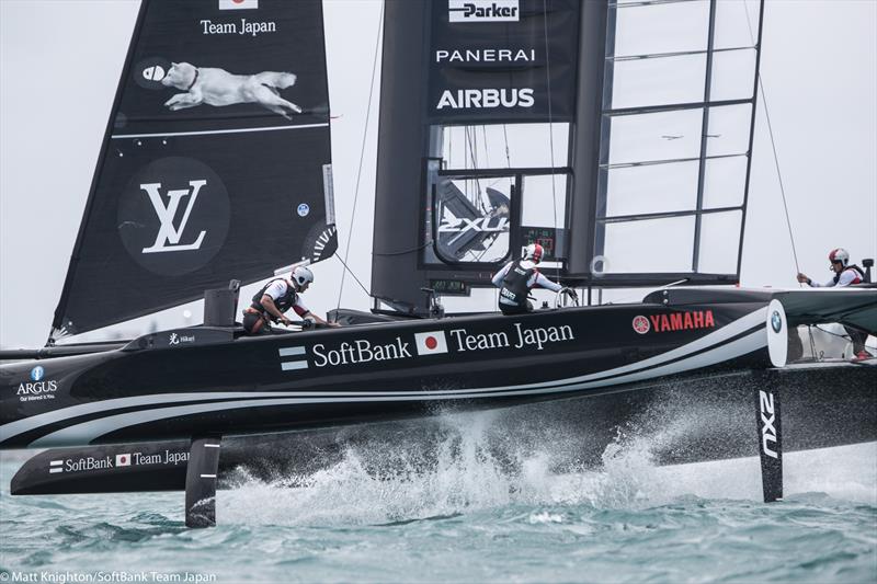 SoftBank Team Japan on the second day of the Louis Vuitton America's Cup Challenger Playoffs photo copyright Matt Knighton / SoftBank Team Japan taken at  and featuring the AC50 class