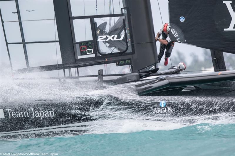 SoftBank Team Japan on the second day of the Louis Vuitton America's Cup Challenger Playoffs photo copyright Matt Knighton / SoftBank Team Japan taken at  and featuring the AC50 class