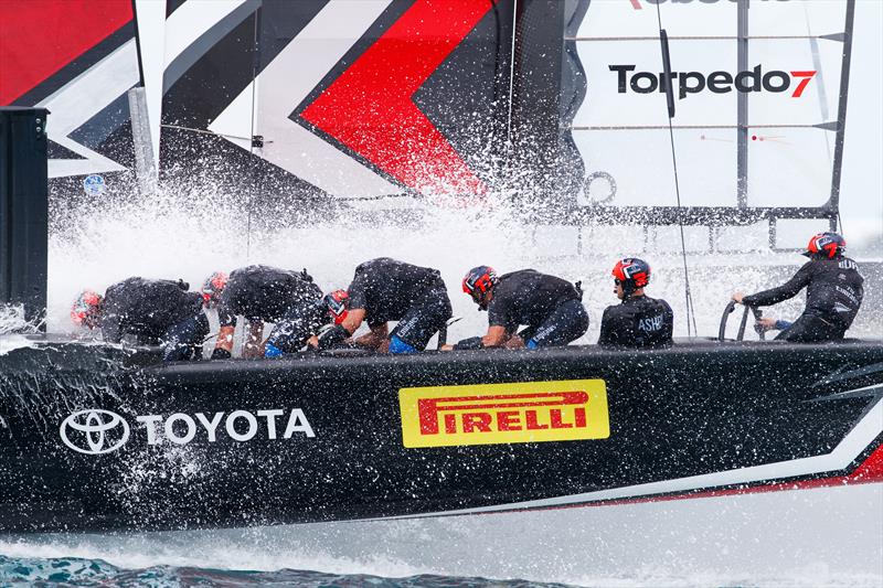 Tight racing between ORACLE TEAM USA and Emirates Team New Zealand on day 3 of the 35th America's Cup Match photo copyright Richard Hodder / ETNZ taken at  and featuring the AC50 class