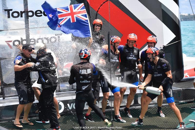 Emirates Team New Zealand win the 35th America's Cup Match photo copyright ACEA 2017 / Ricardo Pinto taken at  and featuring the AC50 class