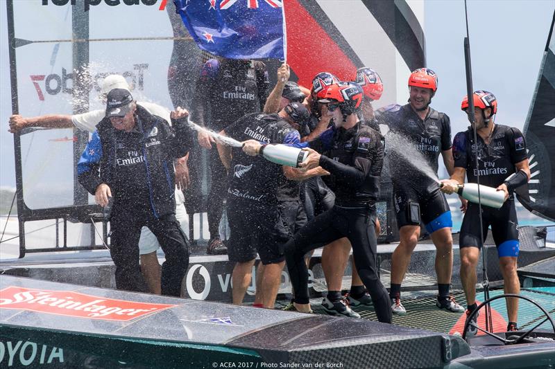 Emirates Team New Zealand win the 35th America's Cup Match photo copyright ACEA 2017 / Sander van der Borch taken at  and featuring the AC50 class