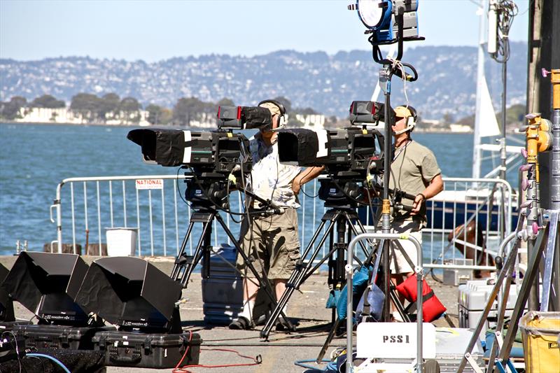 A very small part of the massive broadcast infrastructure required for America's Cup coverage, ashore and afloat photo copyright Richard Gladwell taken at Takapuna Boating Club and featuring the AC50 class