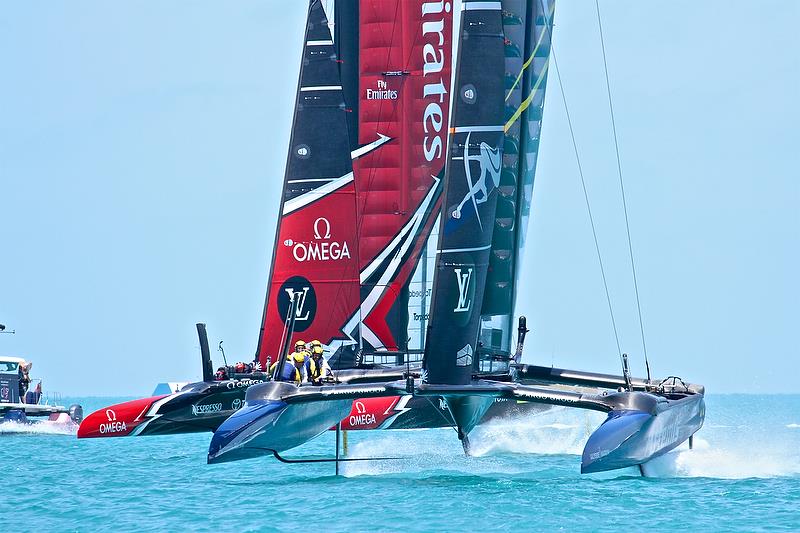 Emirates Team NZ and Artemis Racing, Mark 3, Race 1, Round Robin2, America's Cup Qualifier - Day 4, May 30, 2017 photo copyright Richard Gladwell taken at  and featuring the AC50 class