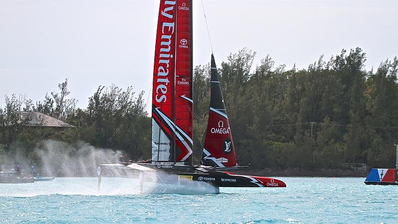 Emirates Team New Zealand at the Finish - Race 10 - Round Robin2, America's Cup Qualifier - Day 7, June 2, 2017 (ADT) photo copyright Richard Gladwell taken at  and featuring the AC50 class