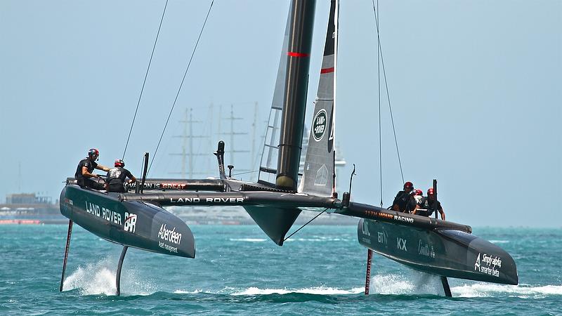 Land Rover BAR completes a foiling tack - Leg 3 Semi-Finals, America's Cup Playoffs- Day 12, June 8, 2017 (ADT) photo copyright Richard Gladwell taken at  and featuring the AC50 class