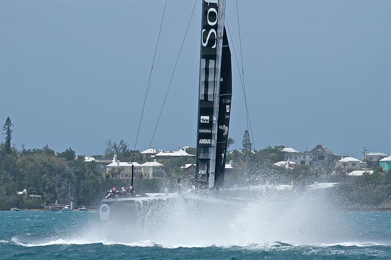 Softbank Team Japan - emerges from a nosedive - race 8 - Leg 4 - Semi-Final, Day 13 - 35th America's Cup - Bermuda June 9, 2017 photo copyright Richard Gladwell taken at  and featuring the AC50 class