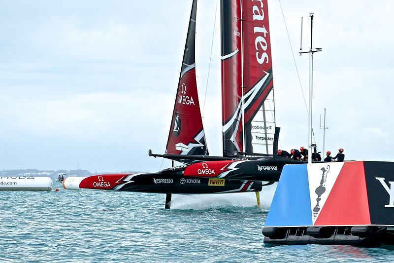 Emirates team New Zealand - Finish - Race 2 - Finals, America's Cup Playoffs- Day 14, June 10, 2017 (ADT) photo copyright Richard Gladwell taken at  and featuring the AC50 class