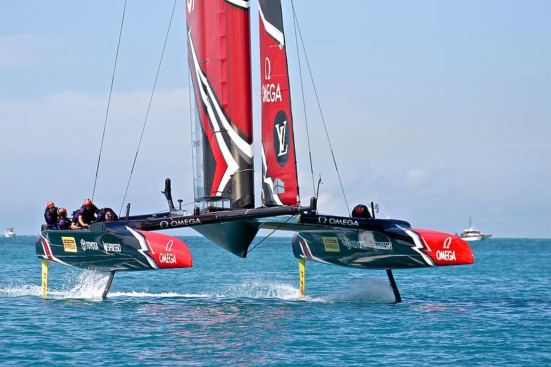 Emirates Team New Zealand does a low speed foiling tack - Race 7 - Finals, America's Cup Playoffs- Day 15, June 12, 2017 (ADT) photo copyright Richard Gladwell taken at  and featuring the AC50 class