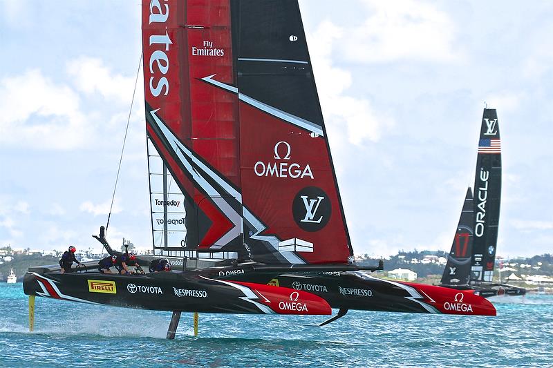 Emirates Team New Zealand is well ahead - America's Cup 35th Match - Match Day1 - Regatta Day 17, June 17, 2017 (ADT) photo copyright Richard Gladwell taken at  and featuring the AC50 class