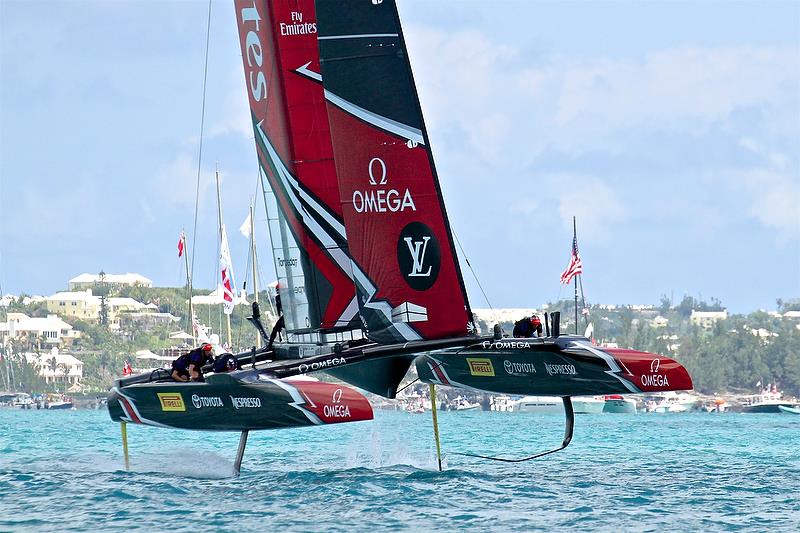 Emirates Team New Zealand shows her light air foils - 35th America's Cup Match - Bermuda June 17, 2017 photo copyright Richard Gladwell taken at  and featuring the AC50 class