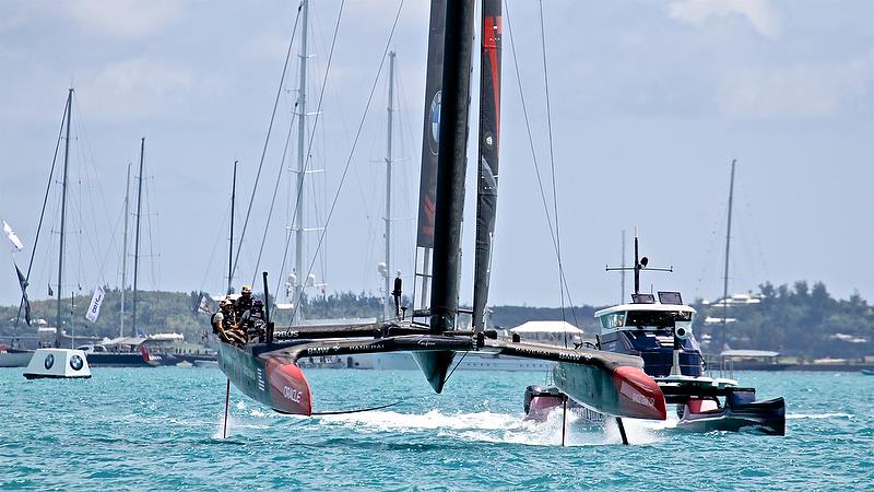Oracle Team USA heads for the finish of Race 2 - America's Cup 35th Match - Match Day1 - Regatta Day 17, June 17, 2017 (ADT) - photo © Richard Gladwell