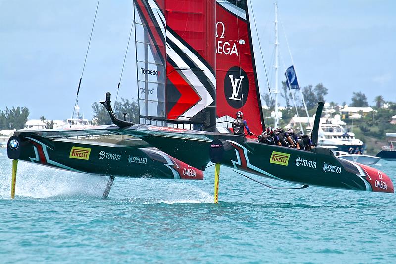 Emirates Team New Zealand sets off down Leg 4 - America's Cup 35th Match - Match Day 5 - Regatta Day 21, June 26, 2017 (ADT) photo copyright Richard Gladwell taken at  and featuring the AC50 class