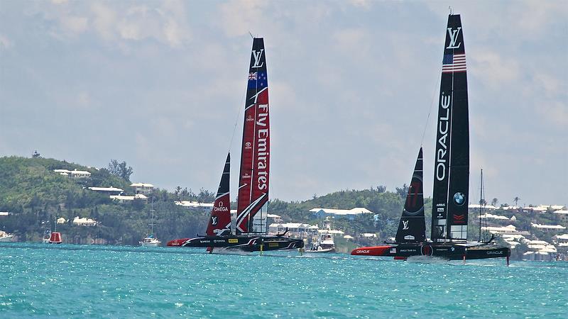 Emirates Team New Zealand in control with the top mark in sight - Leg 5 - America's Cup 35th Match - Match Day 5 - Regatta Day 21, June 26, 2017 (ADT) photo copyright Richard Gladwell taken at  and featuring the AC50 class