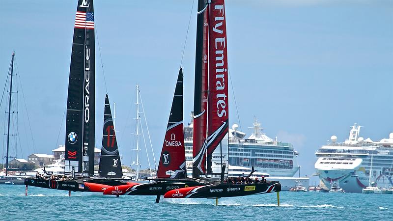 Emirates Team New Zealand in control on Leg 3 - America's Cup 35th Match - Match Day 5 - Regatta Day 21, June 26, 2017 (ADT) photo copyright Richard Gladwell taken at  and featuring the AC50 class
