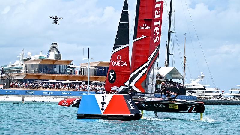 Emirates Team New Zealand crosses the finish line to win the America's Cup - America's Cup 35th Match - Match Day 5 - Regatta Day 21, June 26, 2017 (ADT) photo copyright Richard Gladwell taken at  and featuring the AC50 class