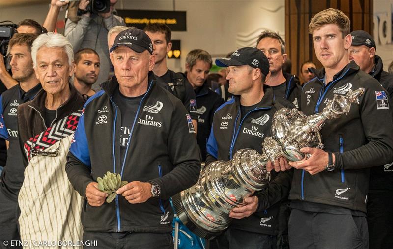 The America's Cup arrived back in New Zealand to a similar welcome to the 1995 win photo copyright Emirates Team New Zealand taken at Royal New Zealand Yacht Squadron and featuring the AC50 class