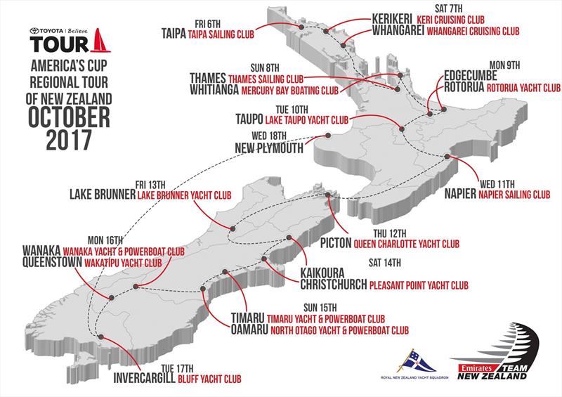 The America's Cup tour route - October 1995 - photo © Emirates Team New Zealand