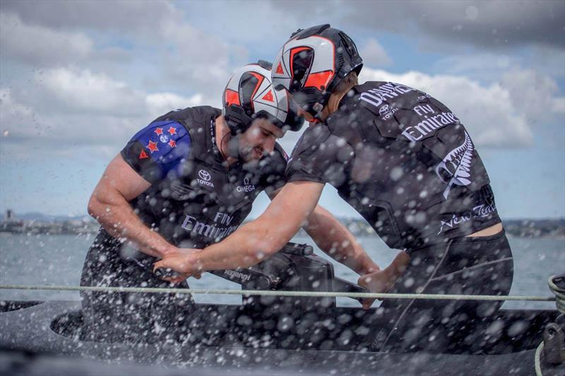 Emirates Team New Zealand sailors last had a grinding pedestal on their prototype/development AC45 photo copyright Emirates Team New Zealand taken at Royal New Zealand Yacht Squadron and featuring the AC50 class