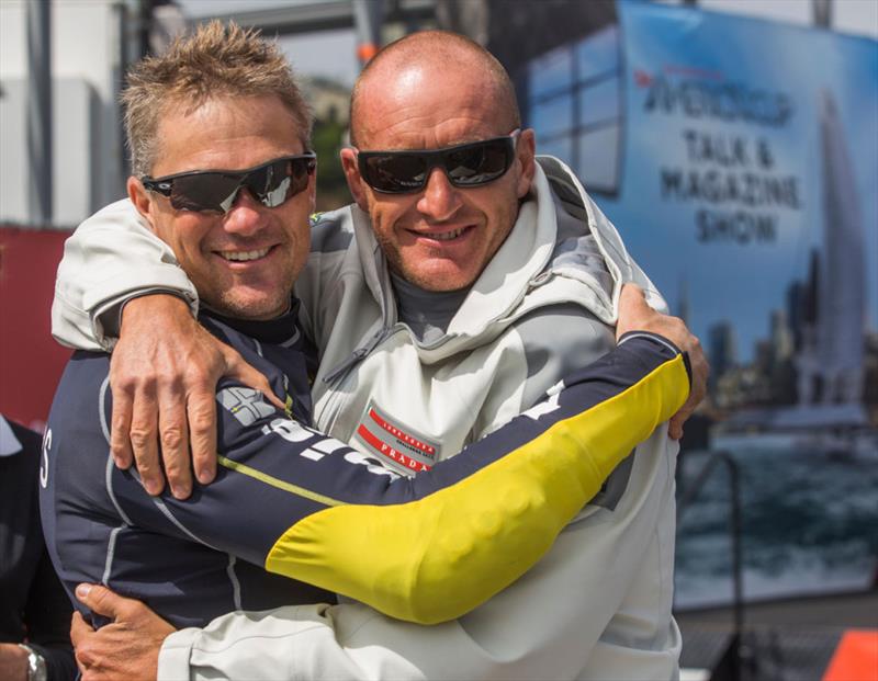 Andy Fethers (Artemis Racing) & Emanuele Marino (Luna Rossa) after Louis Vuitton Cup Semi Finals race 1 - photo © Carlo Borlenghi / Luna Rossa