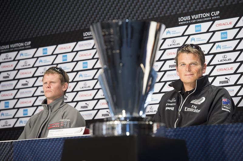 Lunna Rossa helmsman Chris Draper and Emirates Team New Zealand skipper, Dean Barker. Press conference for the Louis Vuitton Cup final - photo © Chris Cameron / ETNZ