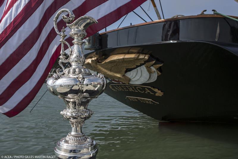 The America's Cup and the America schooner replica in San Francisco - photo © Gilles Martin-Raget / ACEA