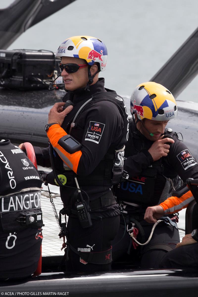 Sir Ben Ainslie practicing on ORACLE TEAM USA photo copyright Gilles Martin-Raget / ACEA taken at  and featuring the AC72 class