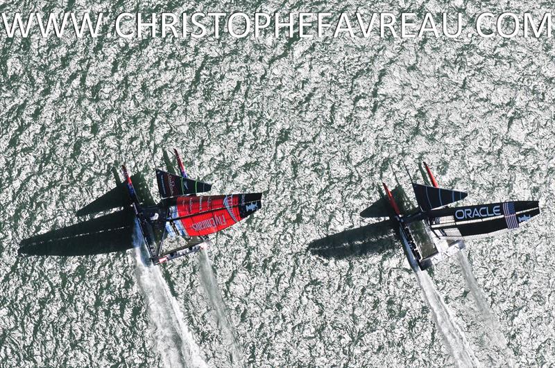 AC72 America's Cup racing in San Francisco photo copyright Christophe Favreau taken at  and featuring the AC72 class