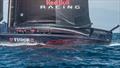 Crew positions - ARBR - two cyclists on the inboard pits and a helmsman, and flight controller/sail trimmer forward -  AC75 - Alinghi Red Bull Racing - March 7, 2023 - Barcelona - Day 48 © Alex Carabi / America's Cup
