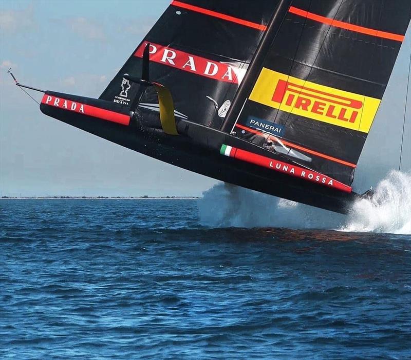 Catching some air on Luna Rossa during training in Sardinia - photo © Luna Rossa