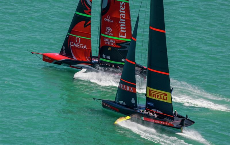 The Italian yacht Luna Rossa sails the fourth race of the Louis