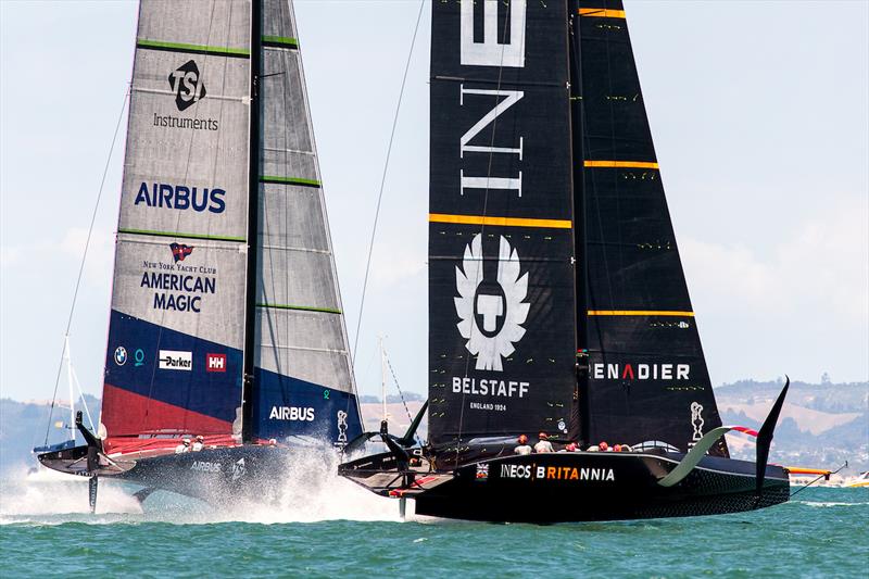 PRADA Cup Day 1: Round Robin 1 - New York Yacht Club American Magic vs INEOS TEAM UK photo copyright Sailing Energy / American Magic taken at  and featuring the AC75 class