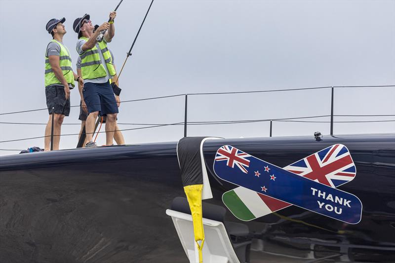 New York Yacht Club American Magic's PATRIOT is relaunched after her massive capsize and repairs - photo © COR36 / Studio Borlenghi