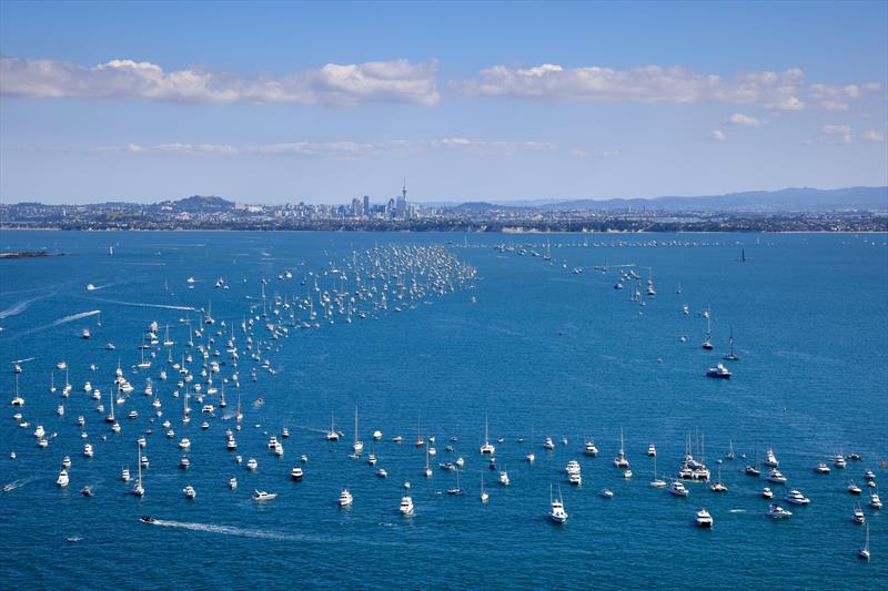 America's Cup match day 3 - a huge spectator fleet photo copyright ACE / Studio Borlenghi taken at Royal New Zealand Yacht Squadron and featuring the AC75 class